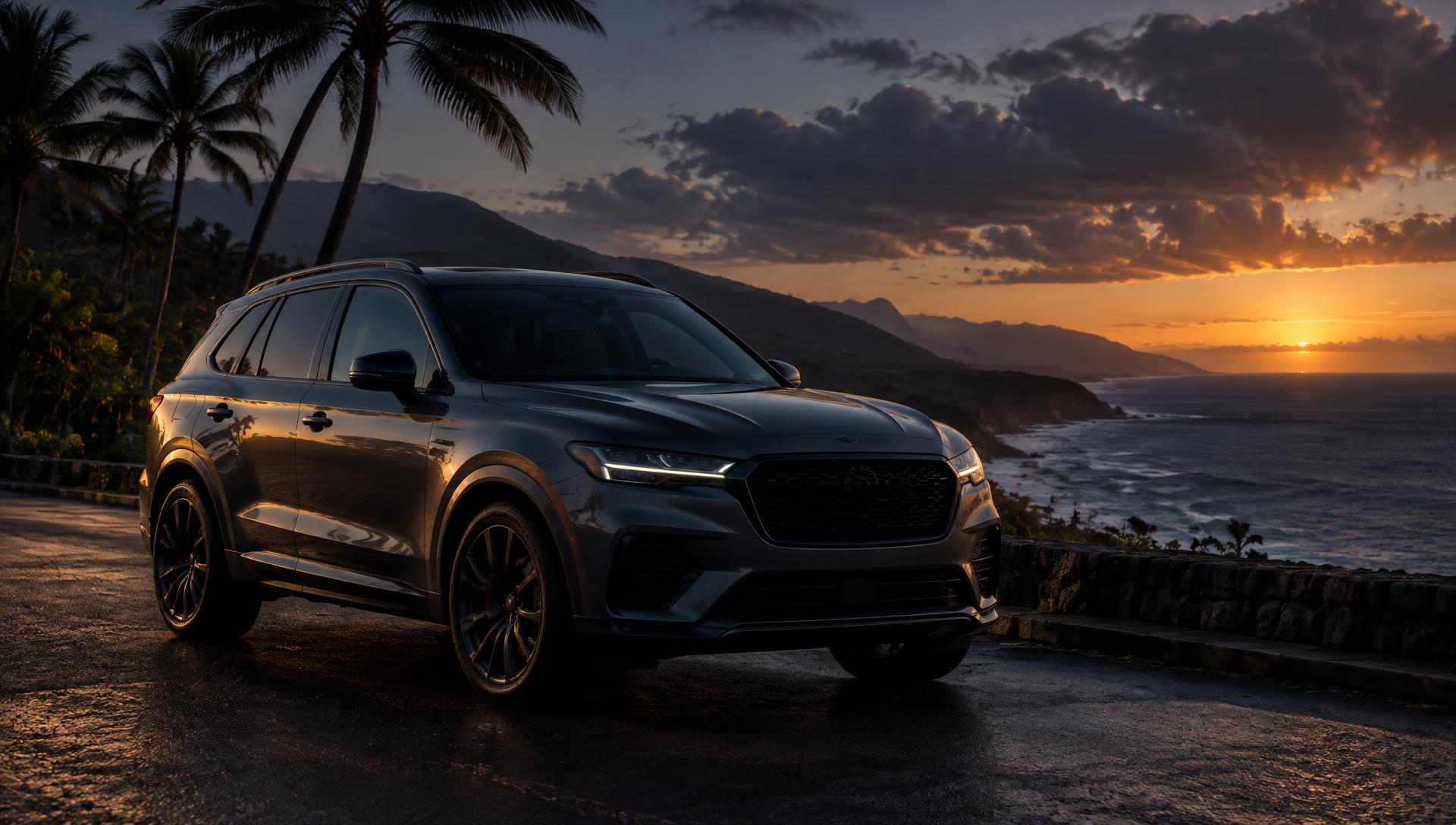 Premium vehicle at dusk on the Mombasa coast